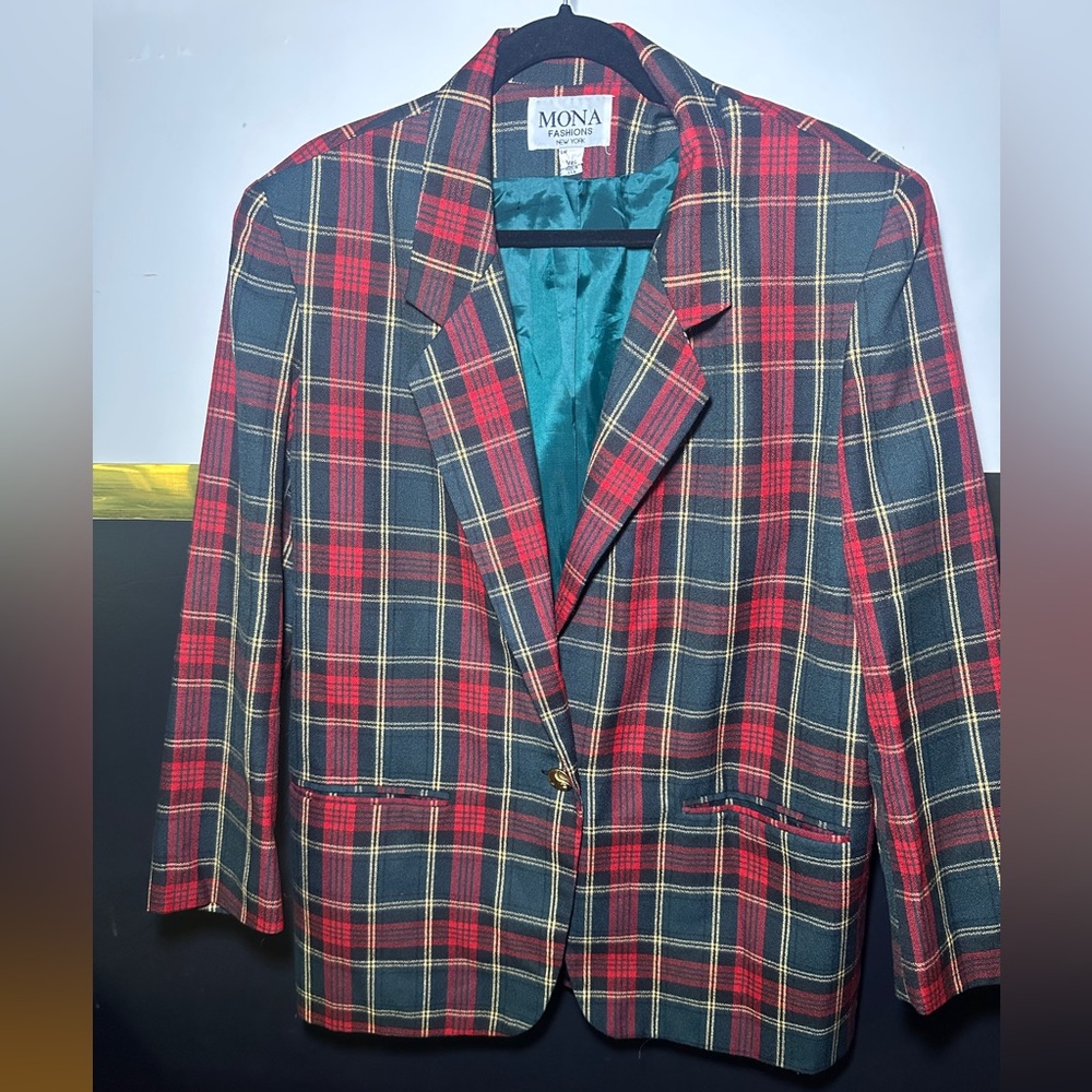 Mona Fashions Plaid Blazer